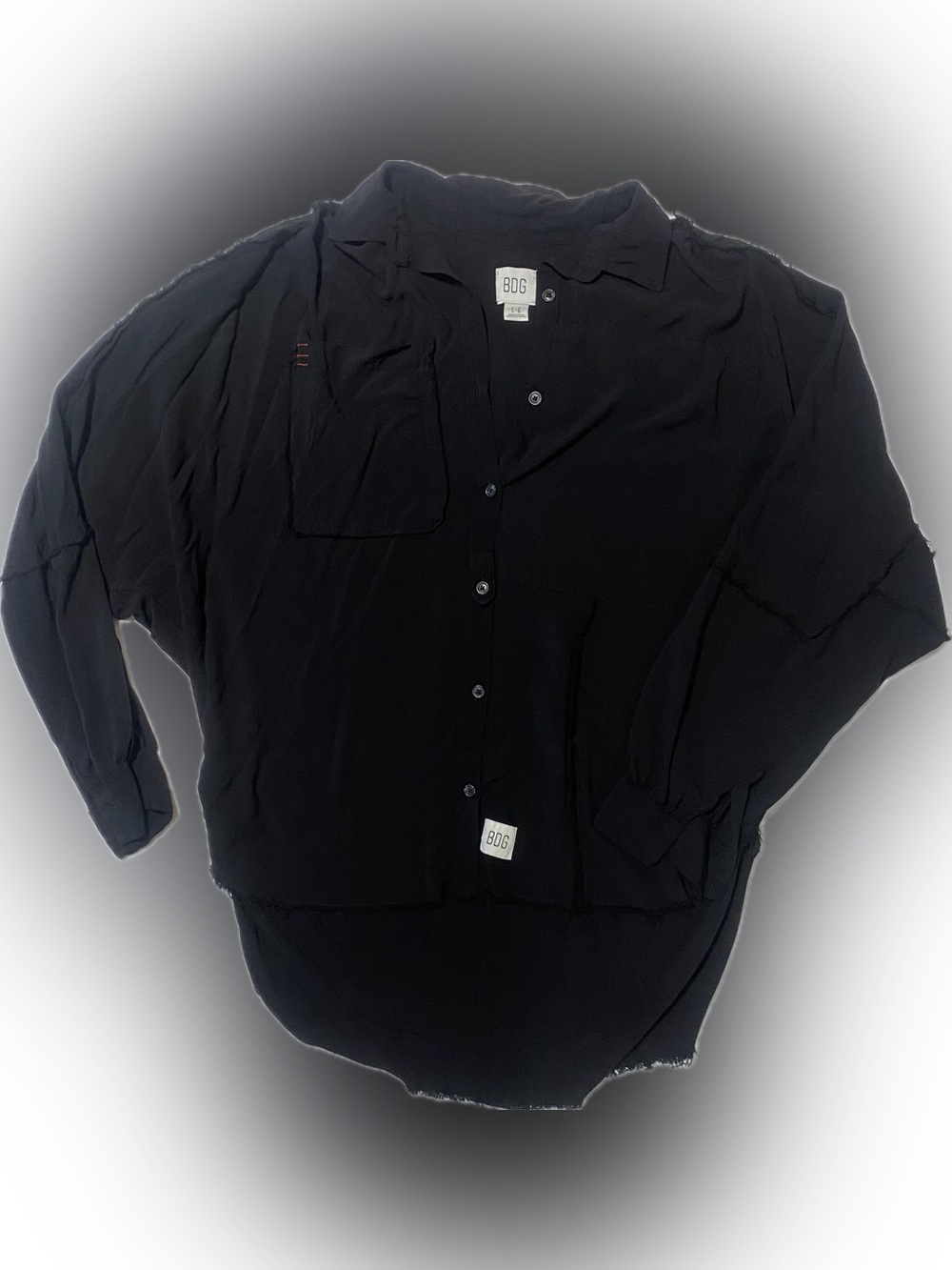 BDG Black distressed Oversized Button-Up Shirt